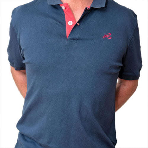 Men's Polo - Red Lobster Logo - Navy Blue Shirt